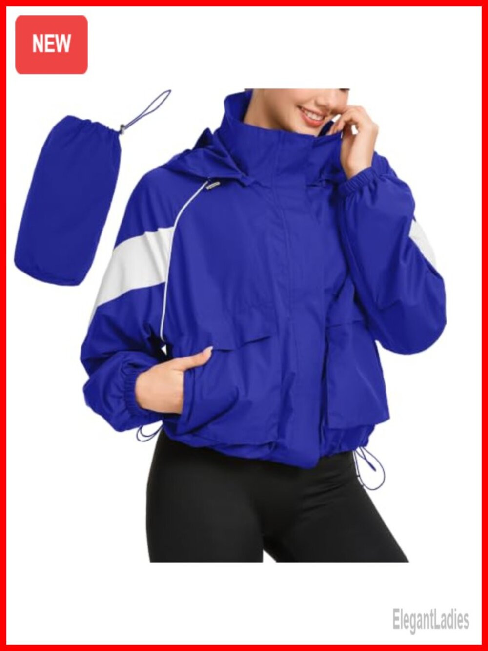 Waterproof Cropped Rain Jacket Lightweight Windbreaker Athletic Outdoor